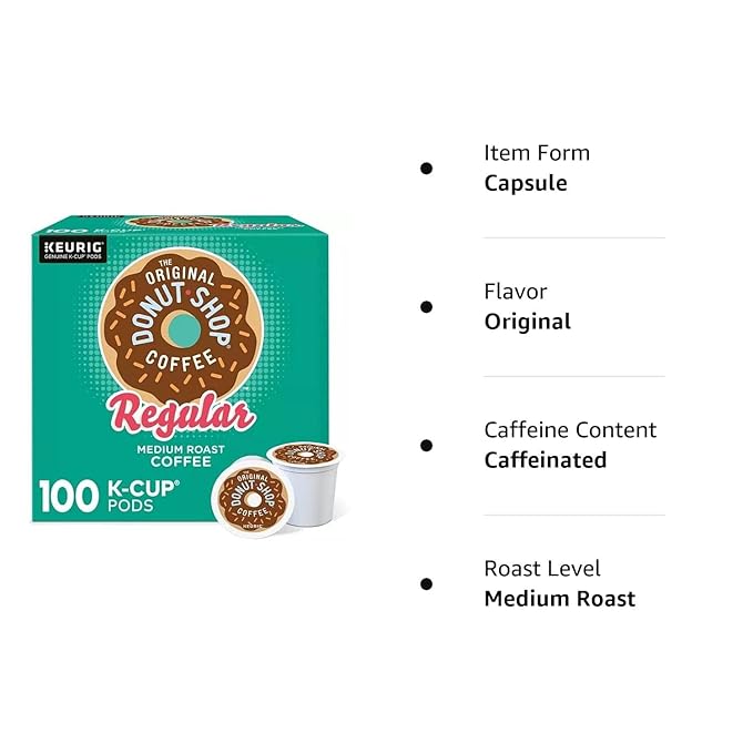 Donut Shop Classics Original Regular Coffee 100 K-Cups Bundle with Tituaa Coffee Cleaning Brush (100 K-Cup)