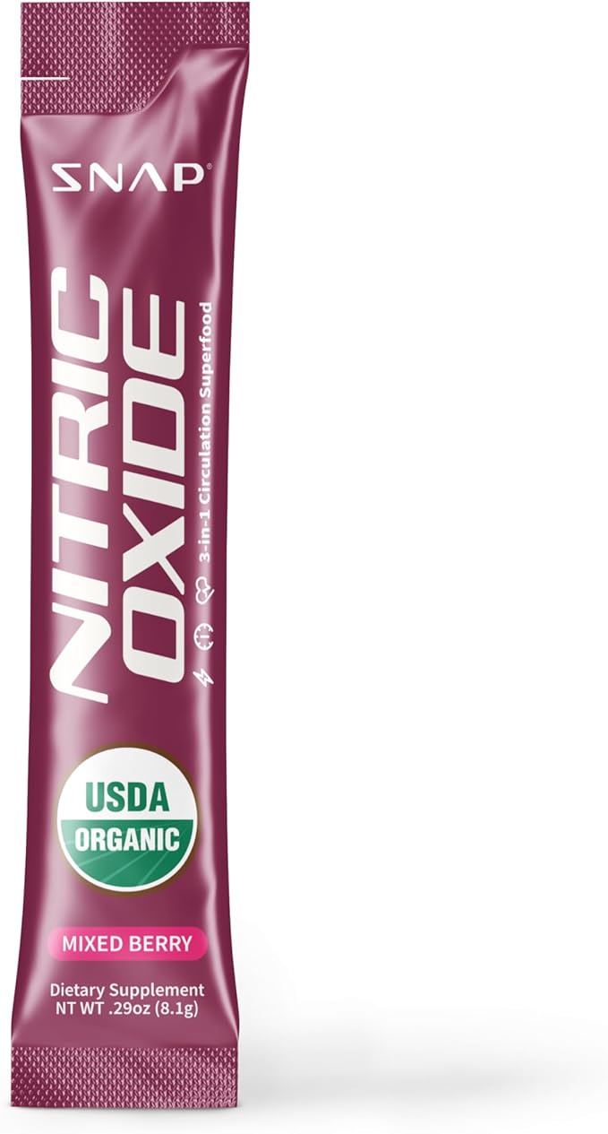 Snap Supplements Organic Beet Root Powder Nitric Oxide Supplement for Men &amp Women with Red Spinach Supports Healthy Energy &amp Blood Pressure Already in Normal Range 10 Stick Packs Mixed Berr