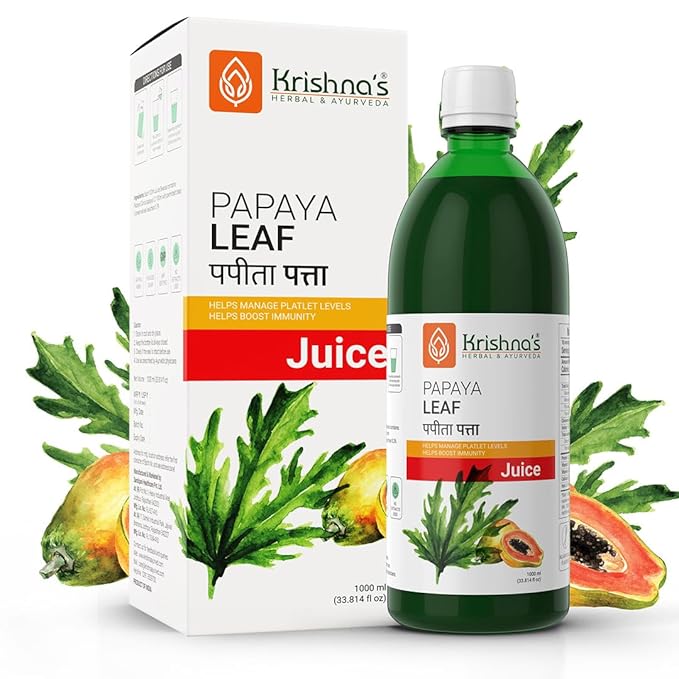 Krishna's Papaya Leaf Juice - 1000 ml | Fresh Papaya Leaves| Helps to boost platelets count