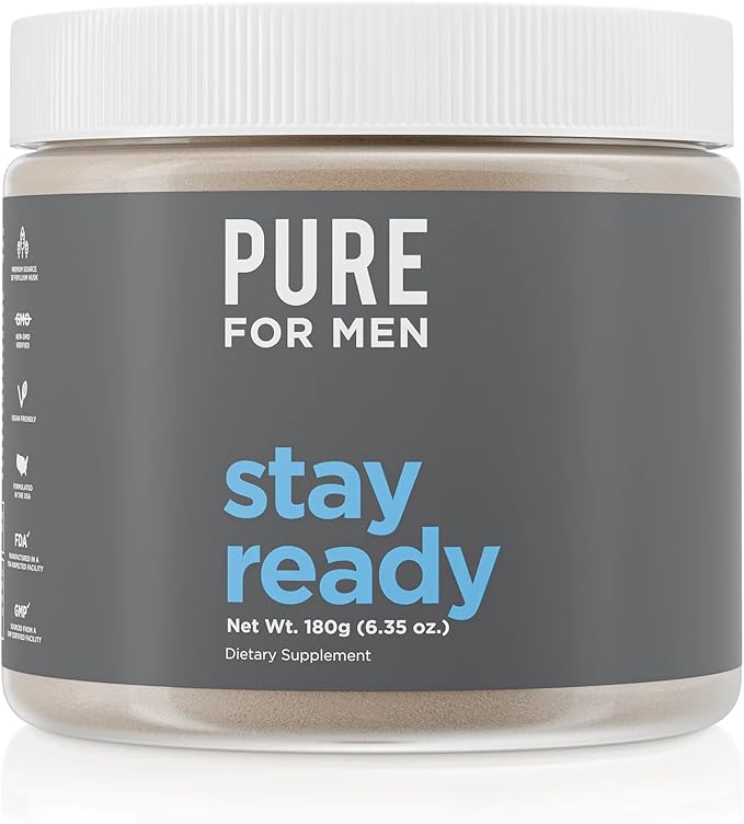 Pure for Men Original Cleanliness Stay Ready Fiber Supplement Powder | Helps Promote Digestive Regularity | Psyllium Husk Aloe Vera Chia Seeds Flaxseeds | Proprietary Formula | 180 gm Vegan Blend