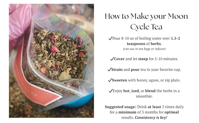 Quartzy Blu Moon Cycle Tea – Herbal Women’s Wellness Tea | Botanical Blend for Monthly Cycle Support | Caffeine-Free All-Natural Womb Wellness Blend