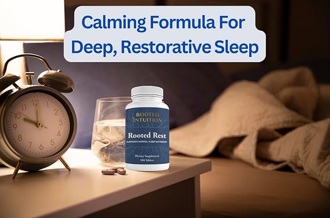 Rooted | Natural Sleep Supplement for Adults - Magnesium Sleep Aid Natural Supplement - Calming with GABA Chamomile &amp Lemon Balm | Relaxation &amp Sleepaid | Rooted Rest | 100 Tablets