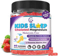 Kids Sleep Gummies Magnesium Glycinate 100/200 mg + 200/400 mg Calcium Citrate for Kids 4+ w/L-Theanine B6 Zinc D3K2 &amp GABA Lemon Balm Chamomile Extract for Zzz &amp Relax Bone Muscle -1