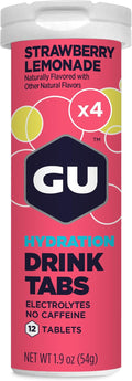 GU Energy Hydration Electrolyte Drink Tablets Enhanced Endurance Sports Drink for Running Cycling Triathlon 4-Count (48 Servings) Strawberry Lemonade