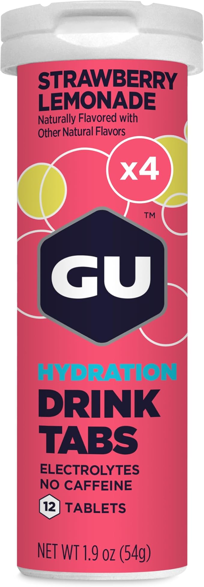 GU Energy Hydration Electrolyte Drink Tablets Enhanced Endurance Sports Drink for Running Cycling Triathlon 4-Count (48 Servings) Strawberry Lemonade