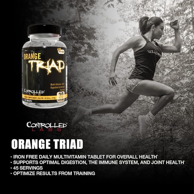 CONTROLLED LABS Orange Triad Daily Multivitamin Iron Free Sports Supplement for Workout Digestion Immune and Joints 30 serv - Tablets (180 Count (Pack of 1))