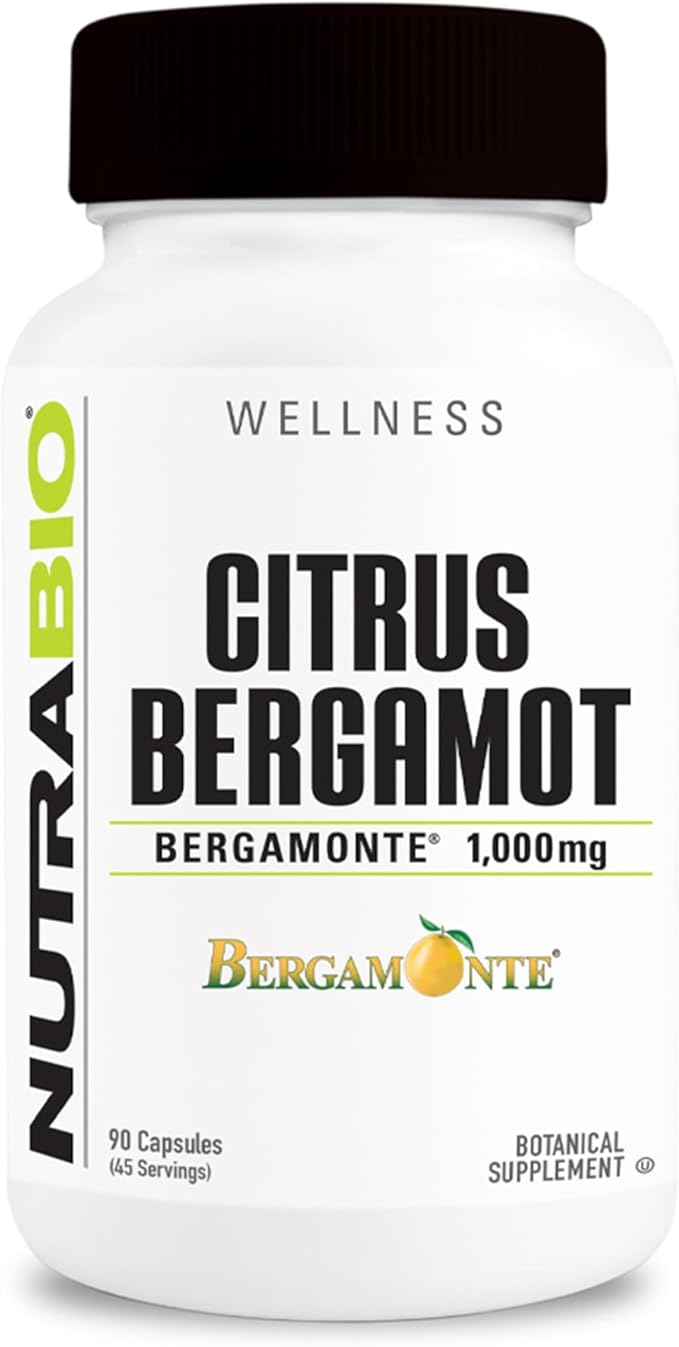NutraBio Citrus Bergamot Bergamonte Extract Supplement 1000mg - May Help Promote Cardiovascular Health and Wellness 90 Capsules