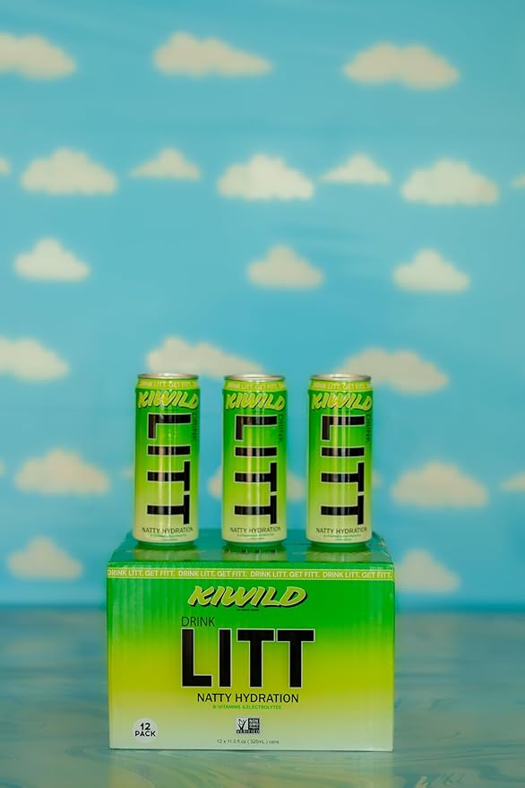 DRINK LITT KIWILD | KIWI | Natty Hydration | Natural Electrolytes | B Vitamins | 11 oz (Pack Of 12)