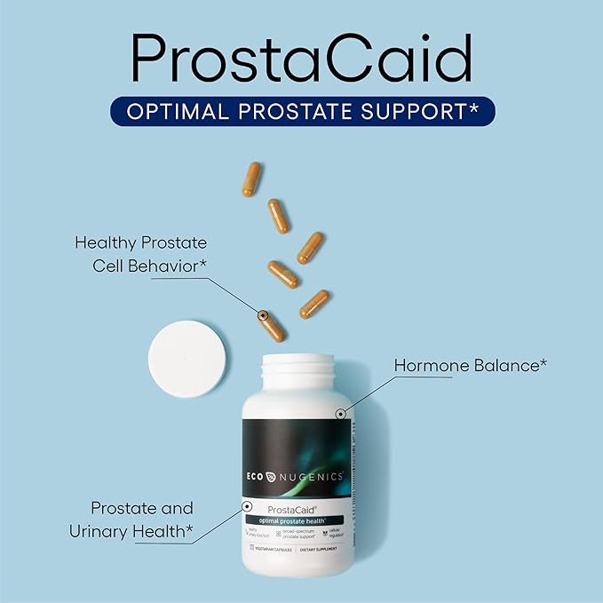 EcoNugenics ProstaCaid – Prostate Health Supplement for Men with Saw Palmetto Extract Berberine Turmeric BCM-95 Circumin Quercetin DIM Mushrooms – Helps w/Detox Immune Support – 120 Capsules