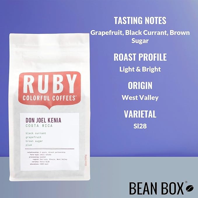 Costa Rica Don Joel Kenia - Roasted by Ruby Coffee Roasters - Freshly Ground Coffee - 12 Ounce Bag