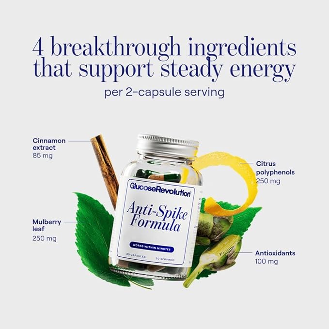 Anti-Spike Formula by The Glucose Goddess - Supports Healthy Blood Sugar Levels Already Within Normal Range Vegan Gluten-Free 60 Capsules (30-Day Supply)
