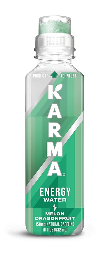 Karma Energy Drink – 12 Pack Melon Dragonfruit Caffeinated Water with Cognizin® Nootropics Vitamins &amp Immune Support Low Calorie