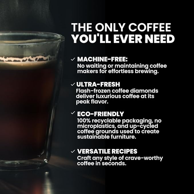 Luxury Instant Espresso - 160mg Caffeine Hot or Iced Instant Coffees Cold Brew Coffee Double Shot Espresso 12 Counts 100% Arabica Sugar Free No Additives - Original Diamond Brew