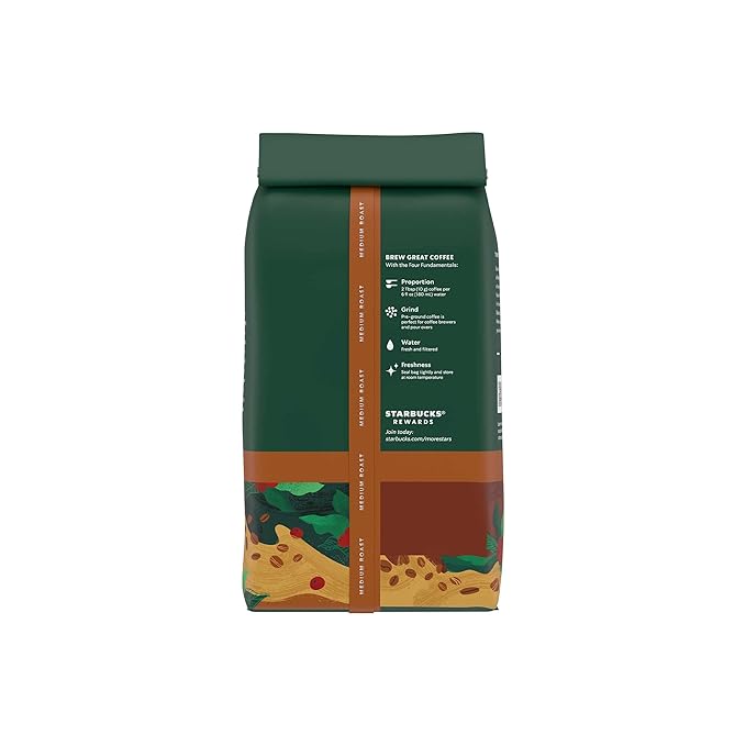 Starbucks Ground Coffee Medium Roast Hot or Iced Coffee House Blend Six 18 oz Bags
