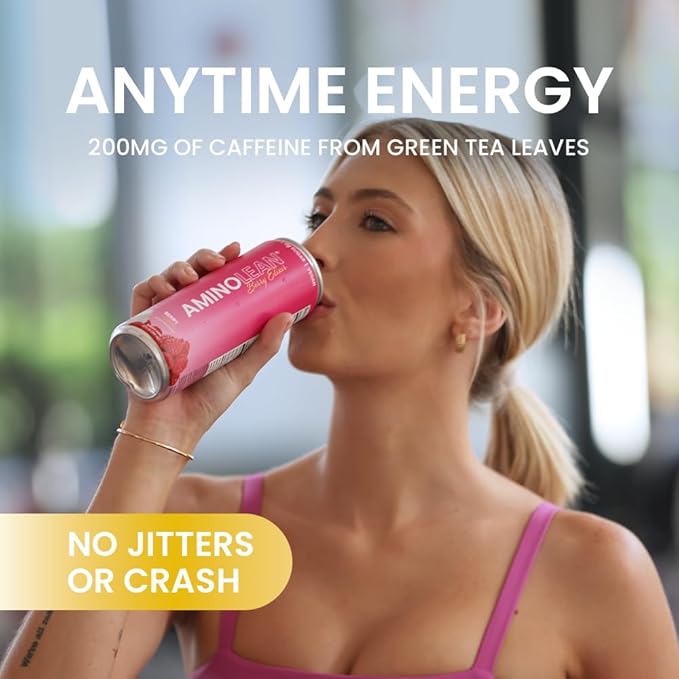 RSP NUTRITION AminoLean Energy Drink - Sugar Free Amino Energy with No Jitters Tingles or Crash Vegan Amino Acids Berry Elixir 12 Pack