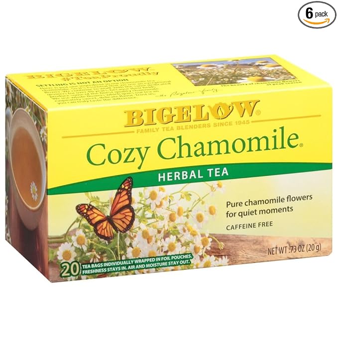 Bigelow Tea Cozy Chamomile Herbal Tea Caffeine Free Tea with Chamomile Flowers 20 Count Box (Pack of 6) 120 Total Tea Bags