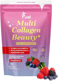 Fuel Multi Collagen Peptides Powder – 11g Hydrolyzed Collagen Types I II III V &amp X – Hair Skin Nails &amp Joint Support – Keto &amp Gluten Free – Mixed Berry – 40 Servings (9.59oz)