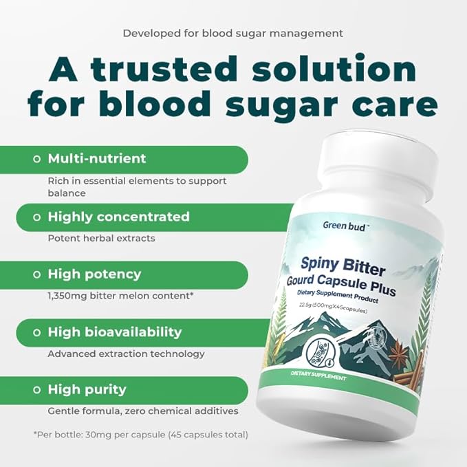 Blood Sugar Blend with Bitter Melon &amp Cinnamon Extract Healthy Blood Sugar Levels Metabolic Wellness &amp Energy Support for Men &amp Women Vegetarian Non-GMO 45 Capsules 5 Pack