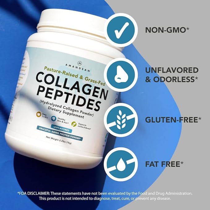 AMANDEAN Premium Liposomal Vitamin C &amp Bovine Collagen Peptides Bundle. Powerful Antioxidant. Liquid Quali-C. Grass-Fed Collagen. Hydrolyzed Type 1 &amp 3. Immune Support. Healthy Skin Hair &amp