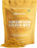 Paleovalley Organic Superfood Golden Milk - Immune Focus Cognitive Longevity - Turmeric MCT-Rich Coconut Milk Functional Mushrooms 30 Servings