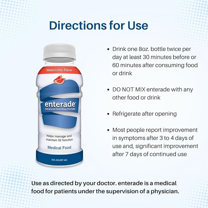 enterade Advanced Oncology Watermelon 12 Pack Clinically Proven Formula to Reduce GI Side Effects Chemotherapy must have for women and men Chemo Supportive Care Beverage Liquid 8 oz Bottles