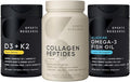 Sports Research® Multivitamins Pack - Collagen Peptides Type 1 &amp 3 Powder + Vitamin D3 + K2 5000IU + Omega-3 Fish Oil 1250