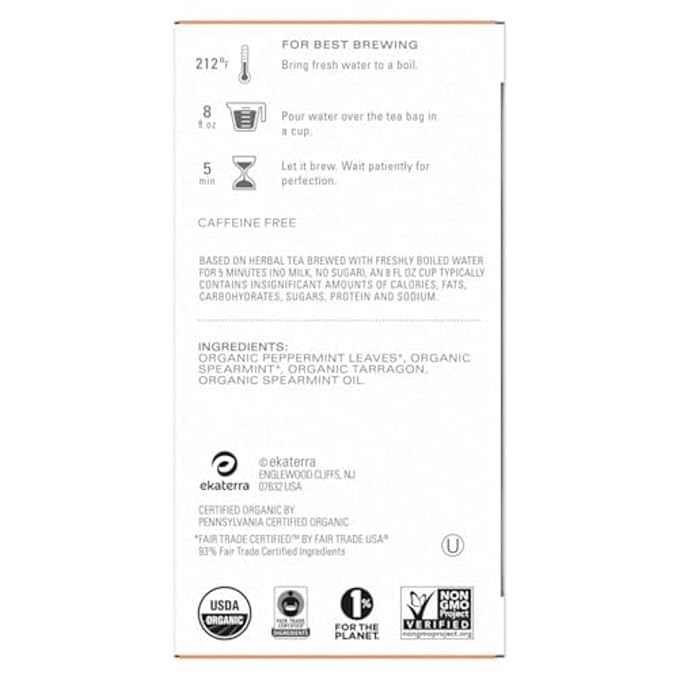 TAZO Refresh Mint Herbal Tea Bags with Peppermint and Spearmint Caffeine Free 96 Tea Bags (Pack of 2)