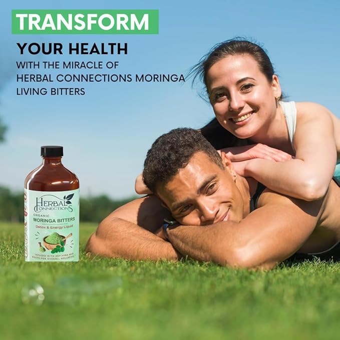 Organic Moringa Bitters - 20+ Herbs Including Moringa Aloe Vera &amp Bitter Melon for a Balanced Lifestyle - Non-GMO Gluten-Free Herbal Blend