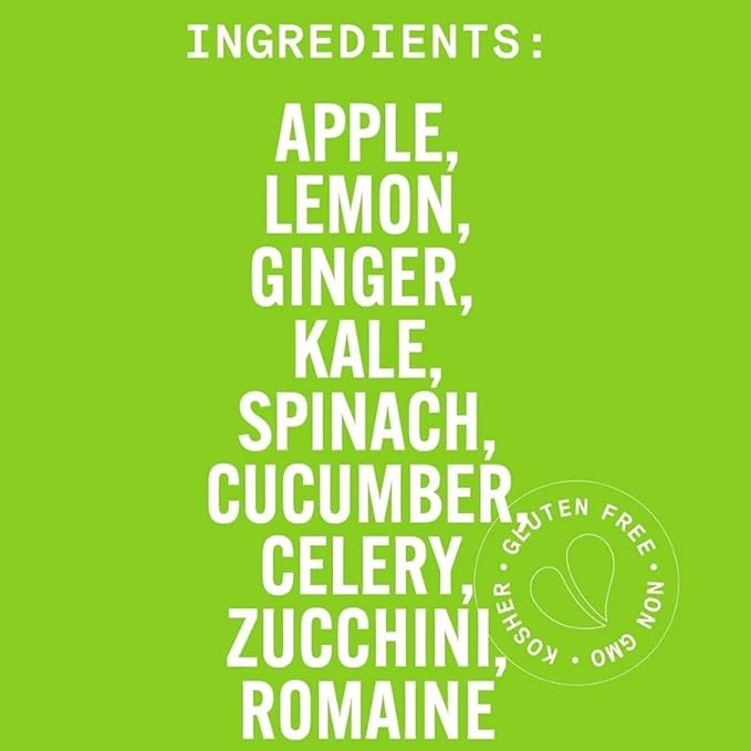 Pure Green Cold Pressed Juice - Pure Greens ALG - Fresh Functional Blend with Apple Lemon Ginger Kale - Natural Gluten Free Non-GMO No Artificial Colors or Flavors - Made from Real Fruits &amp