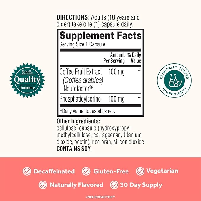 NEURIVA Original Brain Supplement for Memory Focus &amp Concentration + Learning &amp Accuracy with Clinically Tested Nootropics Phosphatidylserine and Neurofactor Caffeine Free 30 Capsules (2 Pa