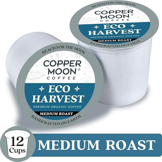 Copper Moon Single Serve Coffee Pods For Keurig K-Cup Brewers Medium Roast Eco harvest Organic Blend 72 Count