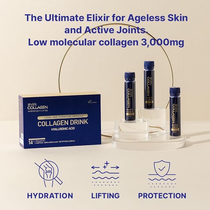 Loyal Age Signature Ampoule - Liquid Marine Multi Collagen Drink 3000mg Low Molecular Collagen Peptides Drinkable Supplement for Hair Skin Nail (1 Bottle Per Day 14 Bottles)
