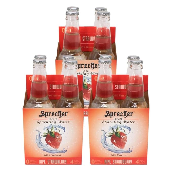 Sprecher Sparkling Strawberry Water Zero Sugar and Zero Calories Ripe Natural Strawberry Flavor Refreshing Craft Sparkling Water in 12 fl oz Glass Bottles 12 Pack