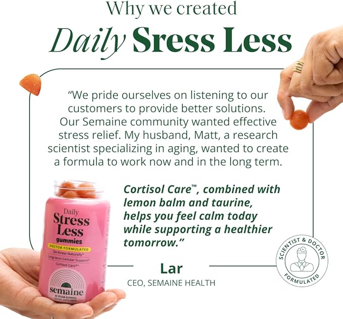 Semaine Stress Less Gummy with Cortisol Care™ 60 Count – Daily Support for Stress Mood &amp Sleep