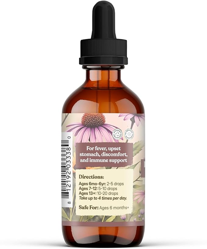 Earthley Wellness Feel Better Fast All-Natural Relief for Minor Ailments Organic Herbal Formula Supports Immune &amp Digestive Health Echinacea Root and More 6 Month Supply (1.69oz Glass 500 do