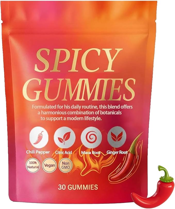 Spicy Gummy Hot Peach Gummies – Natural Chili Flavor Promote Calmness and Intimacy Wellness 30 Gummies