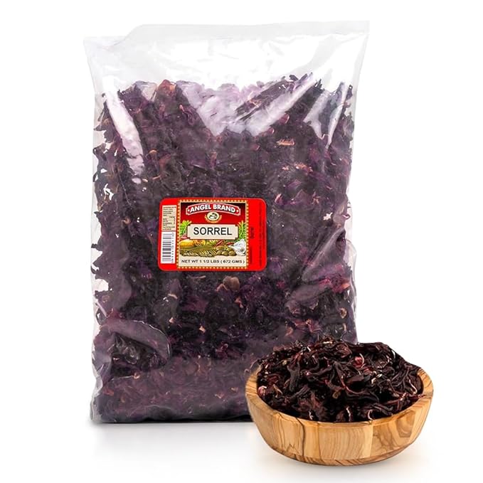 Angel Brand Dried Sorrel Hibiscus Flowers 1.5 lbs Pouch - Discover Rich Flavor &amp Aroma of Healthful Delights with Hibiscus Tea Loose Leaf - Enjoy Refreshing &amp Nutritious Beverages to Elevate