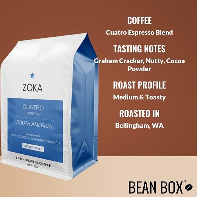 Cuatro Espresso Blend - Roasted by Zoka Coffee - Whole Bean Coffee - 2 Pound Bag