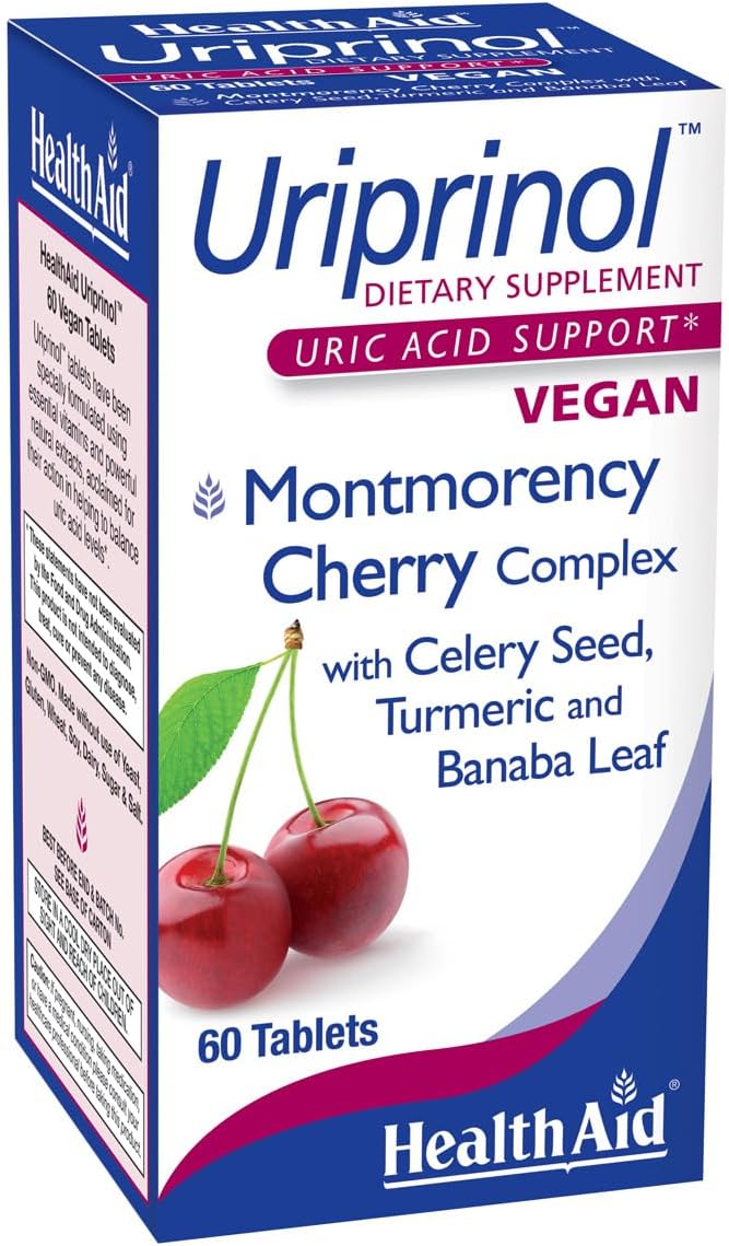 HealthAid Uriprinol® 60 Tablets – Twice‑Daily Antioxidant Uric Acid Cleanse with Montmorency Cherry Celery Seed Turmeric &amp Banaba Leaf – Vegan Non‑GMO