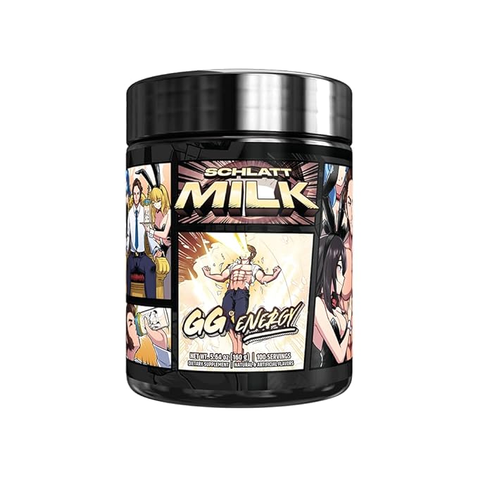 Gamer Supps GG Energy - Schlatt Milk by jschlatt (100 Servings) - Keto Friendly Gaming Energy and Nootropic Blend Sugar Free + Organic Caffeine + Vitamins + Immune Support Powder Drink