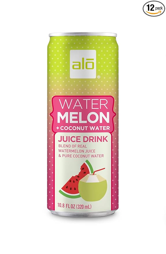 ALO Slim Can Juice | 80% Watermelon Juice + 20% Coconut Water | Plant-Based Beverage | Not from Concentrate | 10.8oz Cans (Pack of 12)