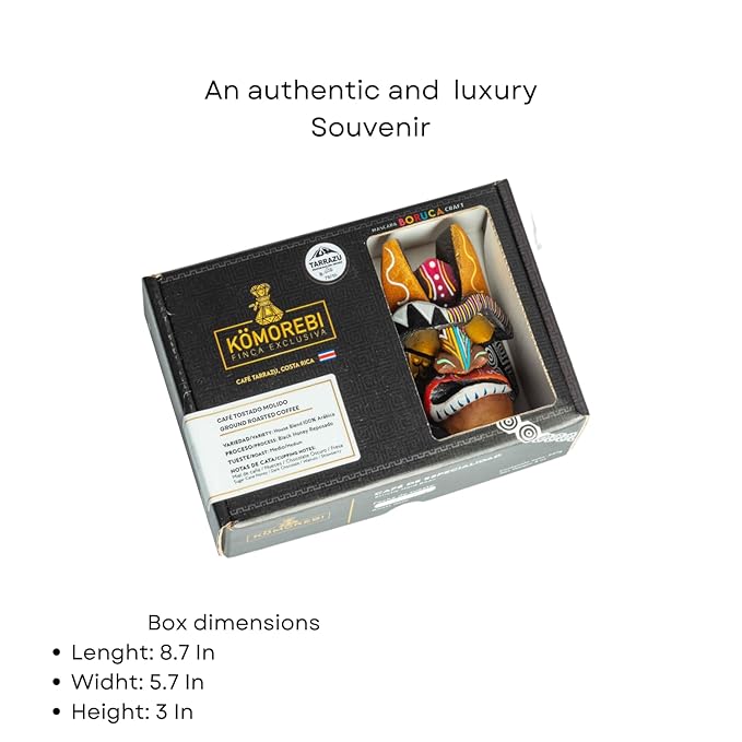 KOMOREBI FINCA EXCLUSIVA - Special Edition Pack (8oz premium roasted coffee + Handmade Wood Craft Souvenir 4.7x3.2In) - from Tarrazu Costa Rica (Ground - Gold Diablito)
