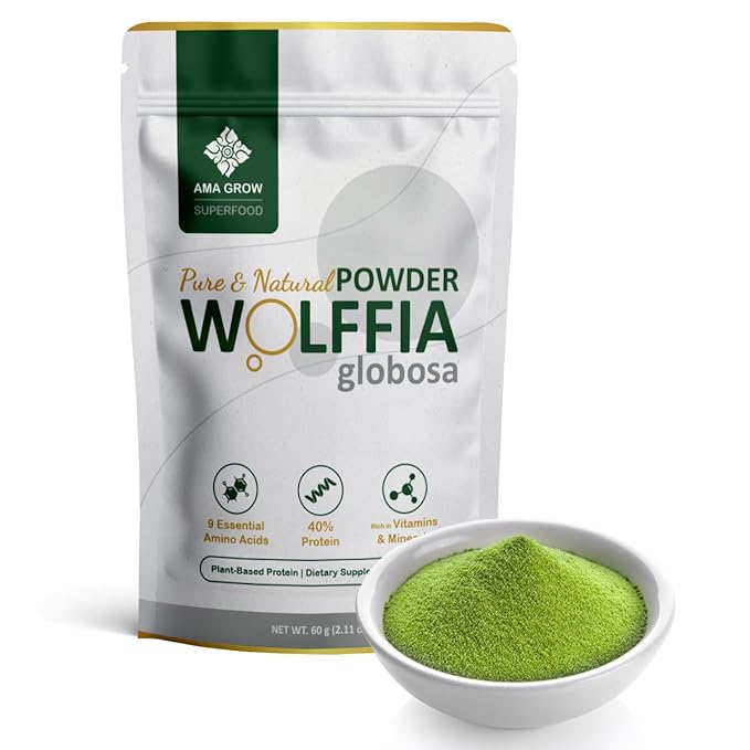 Premium Dried Wolffia globosa Superfood | Low Carb High Protein 40% | Rich in Minerals Vitamins A E B12 &amp Essential Amino Acids | The Future of Sustainable Plant-Based Nutrition 2.11 oz (60g)