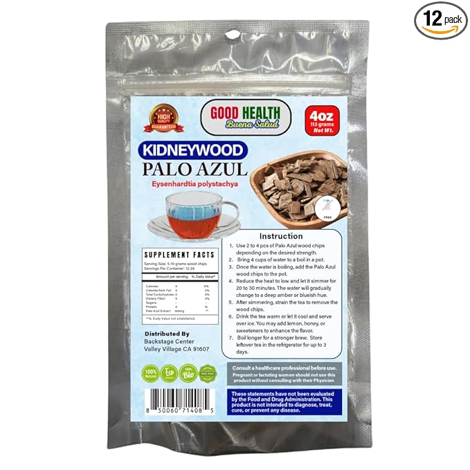 Palo Azul| Kidneywood | Chips de Madera Premium para Infusión de Té Herbal | 100% Natural Premium Wood Chips for Herbal Tea Infusion | 4 oz (113g) - 3 Pack