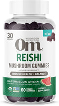 OM MUSHROOM SUPERFOOD Reishi Gummies – USA Grown Organic Mushrooms – Supports Immune Health Balance &amp Stress Relief – Watermelon Dream Flavour – 30 Servings 60 Count.