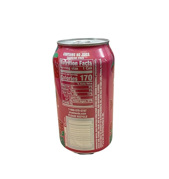 Crush Soda Munchie Box Reserve - Stocked for your Pleasure - Cans or Bottles (Strawberry Pack of (12) 12 Oz Cans)