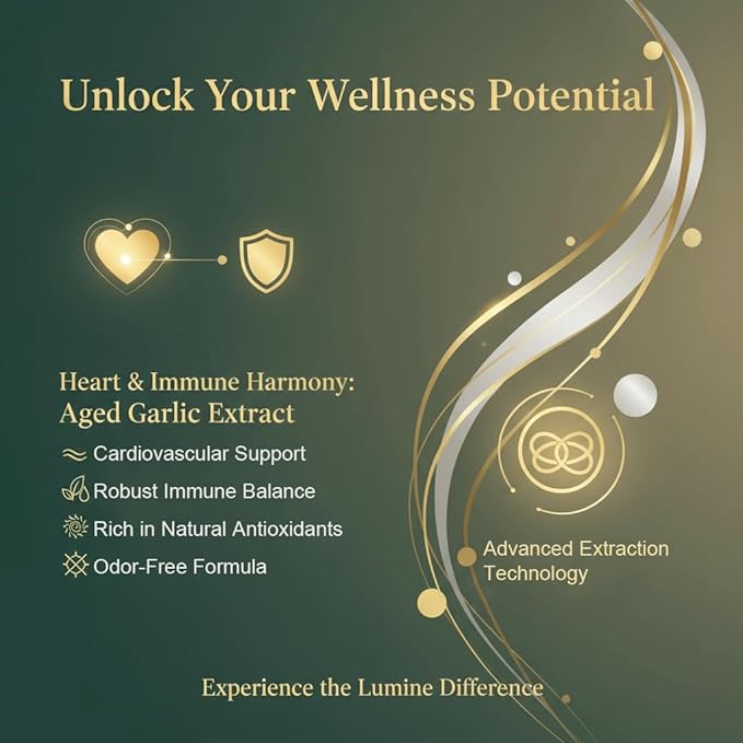LUMINE Aged Garlic ExtractPrimus Aged GarlicExtract 300 Count 7500mg Odorless Organic Garlic SupplementElare Aged Garlic