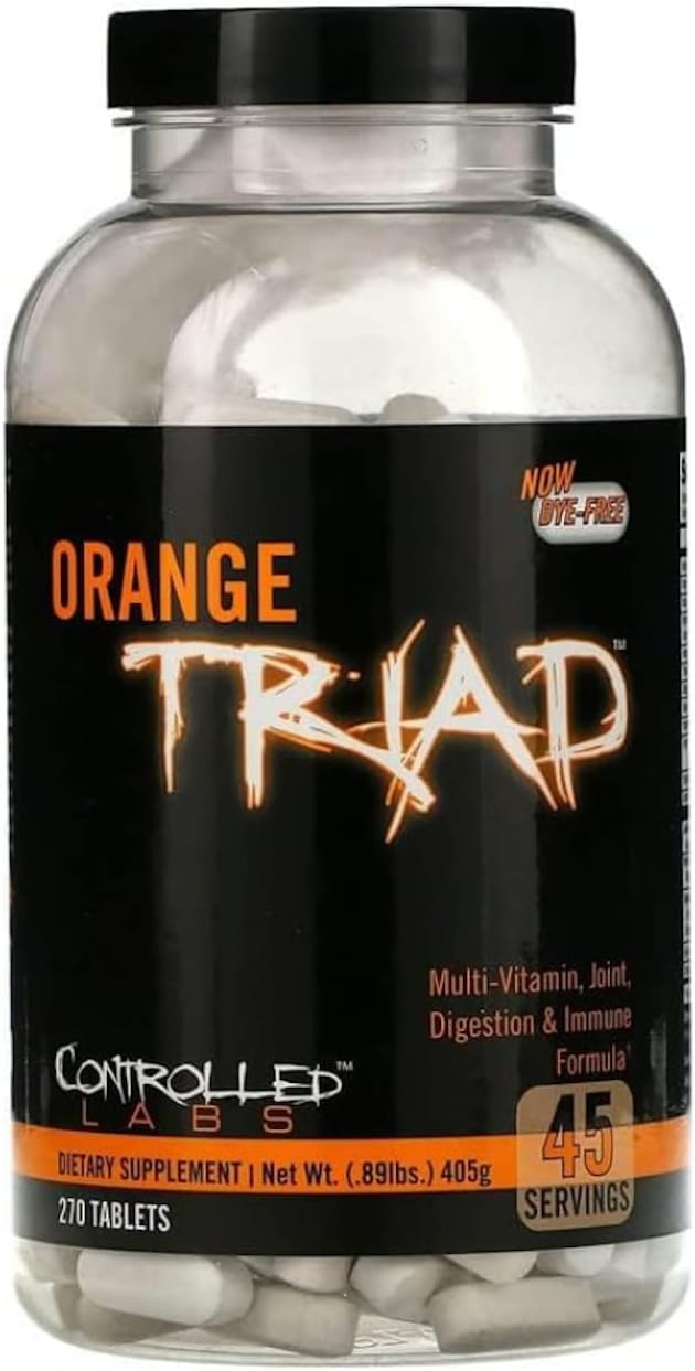 CONTROLLED LABS Orange Triad Daily Multivitamin Iron Free Sports Supplement for Workout Digestion Immune and Joints 45 serv - Tablets (270 Count (Pack of 1))