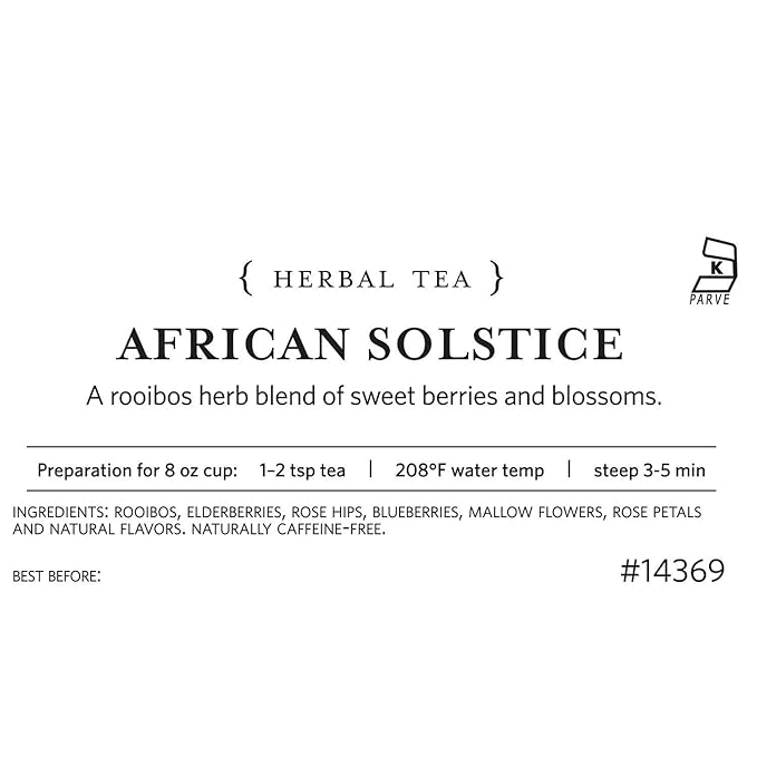 Tea Forte Premium Loose Leaf Tea Blend Resealable 1 Pound Bag Makes 160-175 Cups African Solstice