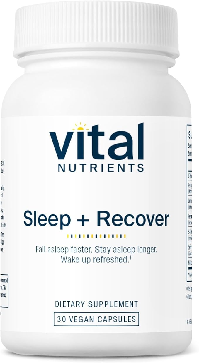 Vital Nutrients Sleep + Recover - Vegan Supplement - Sleep Support - Melatonin Ashwagandha &amp L-Theanine - Gluten Dairy &amp Soy Free - 30 Capsules